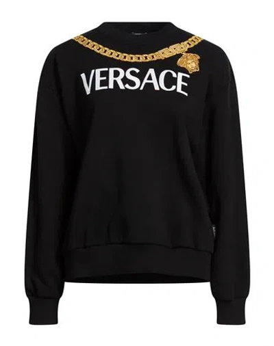 Versace Woman Sweatshirt Black Size 14 Cotton