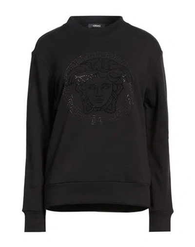 Versace Woman Sweatshirt Black Size 14 Cotton