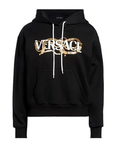 Versace Woman Sweatshirt Black Size 4 Cotton, Polyamide, Elastane
