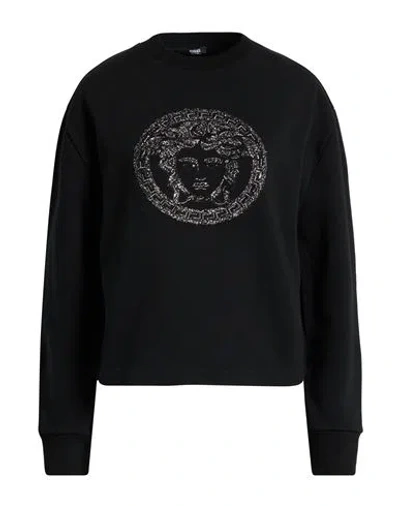 Versace Woman Sweatshirt Black Size 4 Cotton, Viscose, Polyamide, Polyester, Metallic Fiber