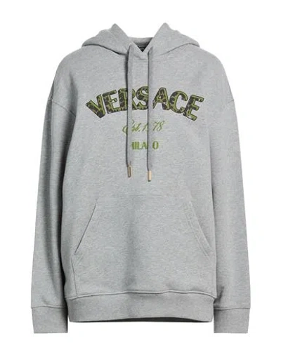 Versace Woman Sweatshirt Grey Size 14 Cotton In Gray