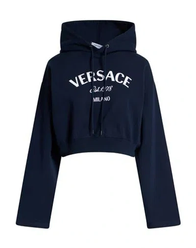 Versace Woman Sweatshirt Midnight Blue Size 6 Cotton