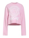 Versace Woman Sweatshirt Pink Size 10 Cotton, Elastane