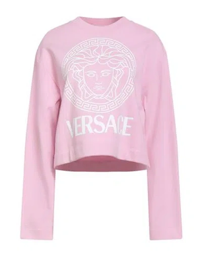 Versace Woman Sweatshirt Pink Size 10 Cotton, Elastane