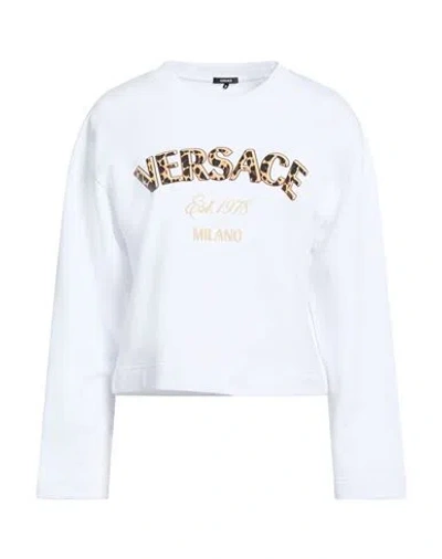 Versace Woman Sweatshirt White Size 10 Cotton, Elastane