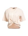 Versace Woman T-shirt Beige Size 4 Cotton, Polyethylene, Elastane In Neutral