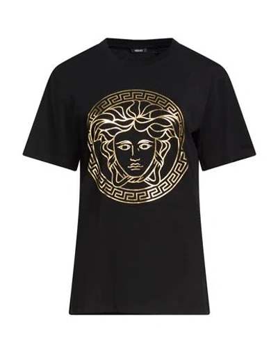 Versace Woman T-shirt Black Size 10 Cotton
