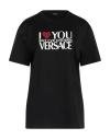Versace Woman T-shirt Black Size 6 Cotton