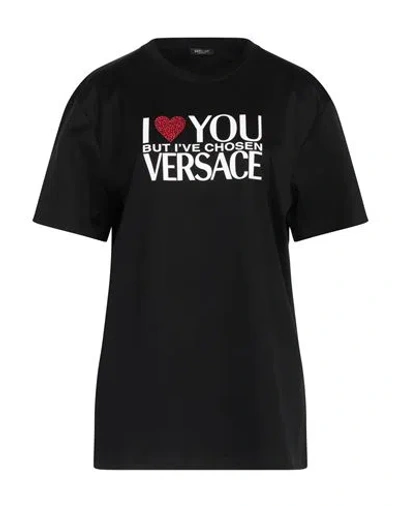 Versace Woman T-shirt Black Size 6 Cotton