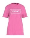 Versace Woman T-shirt Fuchsia Size 2 Cotton, Elastane In Red