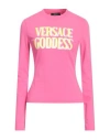 Versace Woman T-shirt Pink Size 12 Cotton, Elastane