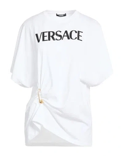 Versace Woman T-shirt White Size 10 Cotton