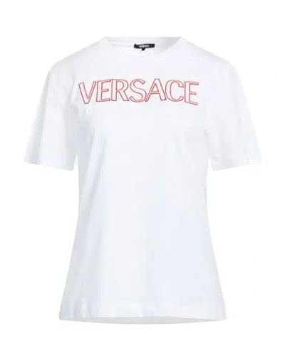 Versace Woman T-shirt White Size 10 Cotton, Viscose, Polyester