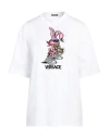 Versace Woman T-shirt White Size 10 Cotton, Viscose, Polyester In White