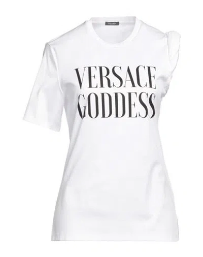VERSACE VERSACE WOMAN T-SHIRT WHITE SIZE 4 COTTON