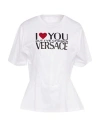 VERSACE VERSACE WOMAN T-SHIRT WHITE SIZE 4 COTTON, GLASS