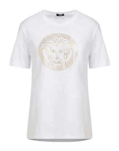 Versace Woman T-shirt White Size 8 Cotton