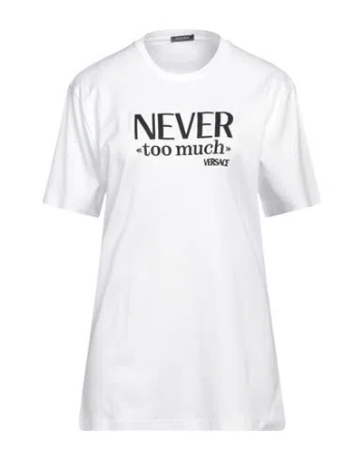 Versace Woman T-shirt White Size 4 Cotton, Polyester