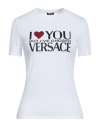 Versace Woman T-shirt White Size 8 Viscose, Elastane, Glass In White
