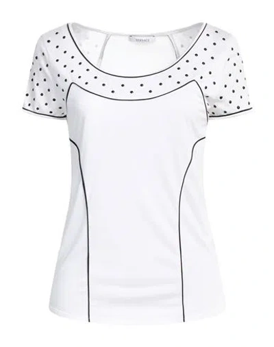 Versace Woman T-shirt White Size L Viscose, Polyester