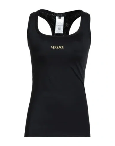 Versace Woman Tank Top Black Size M Polyamide, Elastane