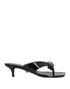 Versace Woman Thong Sandal Black Size 8 Calfskin