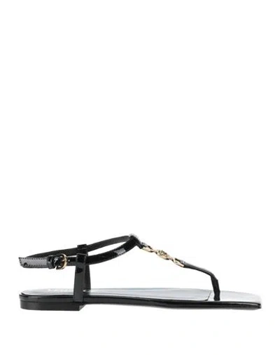 VERSACE VERSACE WOMAN THONG SANDAL BLACK SIZE 8 LEATHER