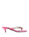 Versace Woman Thong Sandal Fuchsia Size 8 Textile Fibers