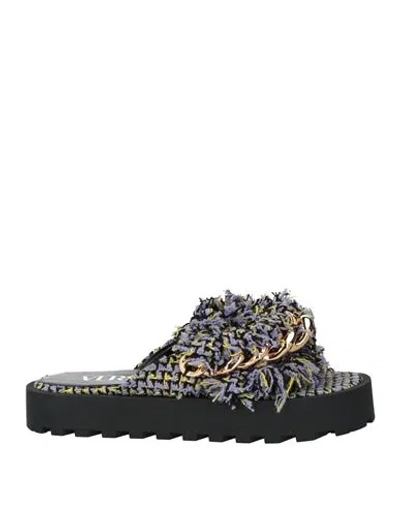 Versace Woman Thong Sandal Lilac Size 8 Textile Fibers In Purple