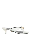 Versace Woman Thong Sandal Off White Size 7 Calfskin