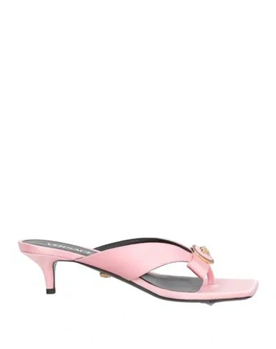 Versace Woman Thong Sandal Pink Size 7 Textile Fibers