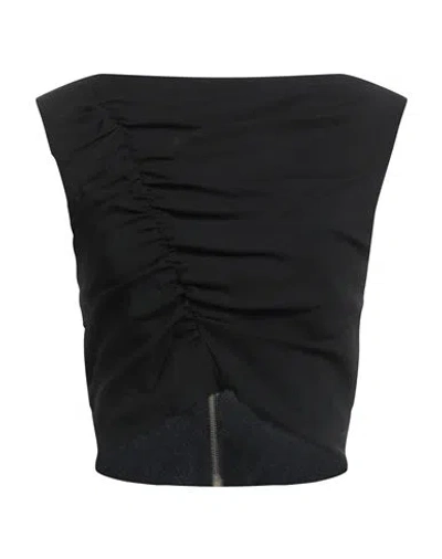 Versace Woman Top Black Size 10 Viscose, Elastane