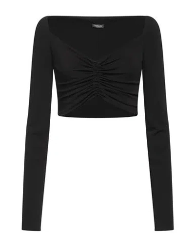 Versace Woman Top Black Size 6 Viscose, Elastane