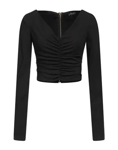 Versace Woman Top Black Size 12 Viscose, Elastane