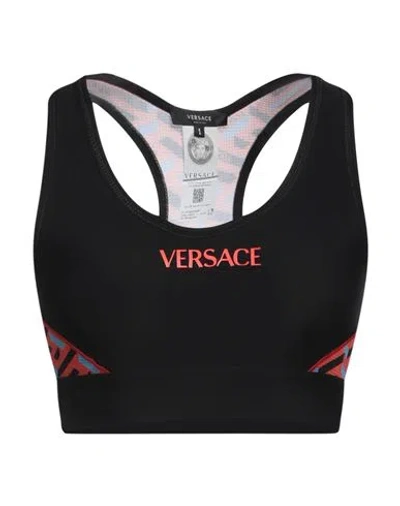 Versace Woman Top Black Size 2 Polyamide, Elastane, Polyester