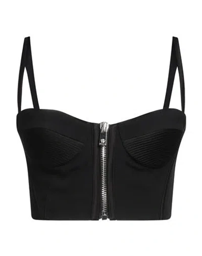 Versace Woman Top Black Size 4 Acetate, Viscose, Polyamide, Elastane