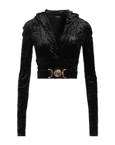 Versace Woman Top Black Size 4 Polyester, Elastane