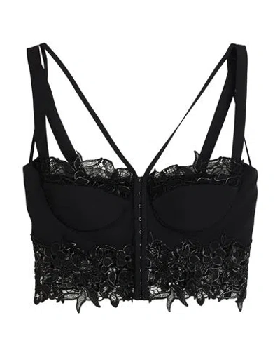 Versace Woman Top Black Size 6 Acetate, Viscose, Polyamide