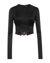 Versace Woman T-shirt Black Size 6 Viscose In Black