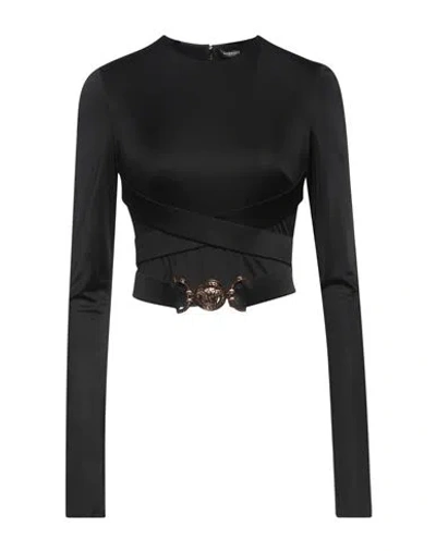 Versace Woman T-shirt Black Size 6 Viscose