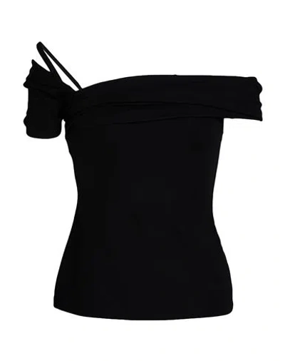 Versace Woman Top Black Size 6 Viscose, Polyamide, Elastane