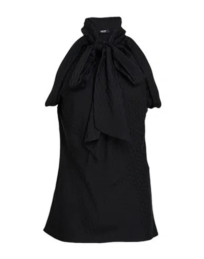 Versace Woman Top Black Size 6 Viscose, Silk