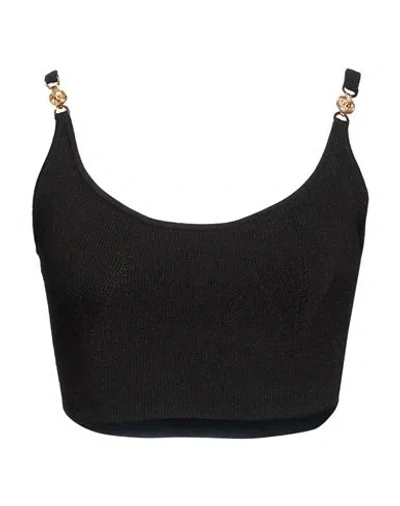 Versace Woman Top Black Size 8 Viscose, Polyester