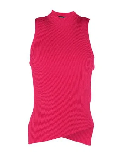 Versace Woman Top Fuchsia Size 10 Viscose, Polyester In Pink