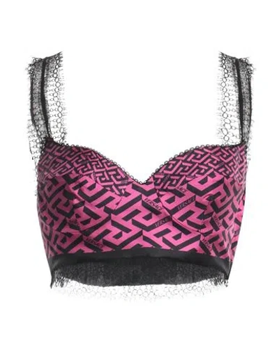 Versace Woman Top Fuchsia Size 6 Silk In Pink