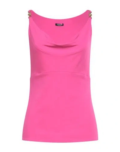 Versace Woman Top Fuchsia Size 8 Viscose, Elastane In Pink