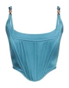 Versace Woman Top Light Blue Size 6 Acetate, Viscose In Blue
