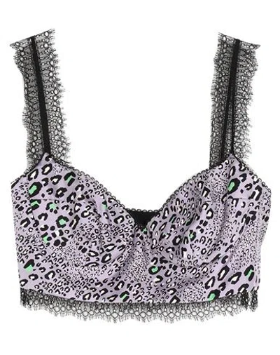 Versace Woman Top Lilac Size 4 Silk, Viscose, Polyamide, Elastane In Purple