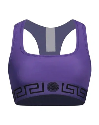 Versace Woman Top Mauve Size S Polyamide, Elastane, Polyester In Purple