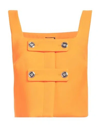 Versace Woman Top Orange Size 6 Polyester In Black
